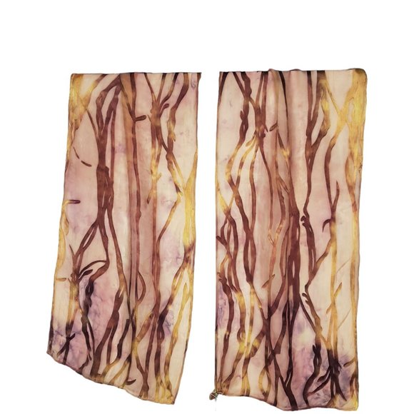 Hand Dyed Scarf Natural Browns Reds Cappuccino Easter Mother's Day Wedding NWT - Picture 5 of 6